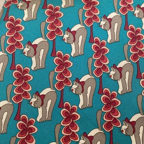Nazareno Gabrielli 100% Silk Tie Cats - Picture 2 of 5